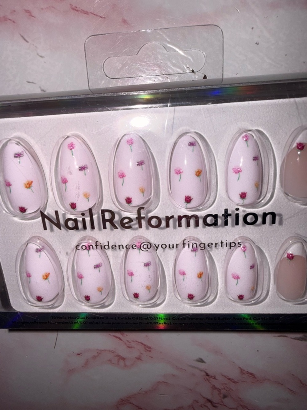 Nail Reformation Pink Floral Press-On Nails